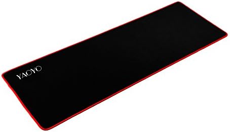 YAOYO Large Gaming Mouse Pad/Mat, Extended Mouse Pad with Waterproof Surface, Stitched Edges, Ultra Thick 4mm, Silky Smooth, 35.4"x 11.8" (Black + Red)