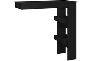vidaXL Mesa de Bar de Pared Mesita de Comedor Alta Pub Barra Salón Cocina Restaurante Cafetería Muebles Madera Contrachapada Negro 102x45x103,5cm