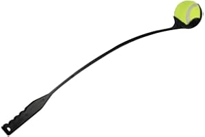 Fluffix Ballwerfer für Hunde mit Tennisball - Schwarz - 65 cm - Weitwurf-Technologie für aktives Apportieren, praktisch und hygienisch, aus robustem Kunststoff