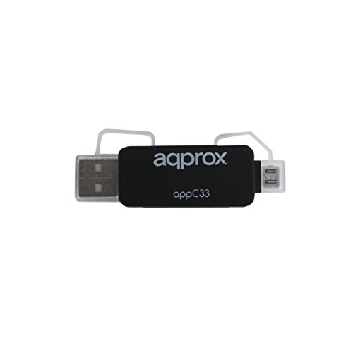 Approx APPC33 - Adaptador para Tarjeta SD/Micro SD/MMC con USB y Micro USB, Color Negro