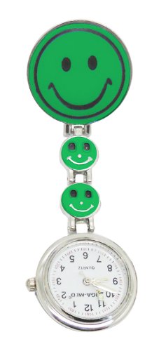 Schwesternuhr Krankenschwesteruhr Tiga Smiley Special Clipuhr Kitteluhr Neuware 1 Stck (Grn)