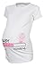 Happy Mama. Woman's Maternity Funny Baby Loading Print T-shirt Top. 617p (White & Pink, UK 10/12)