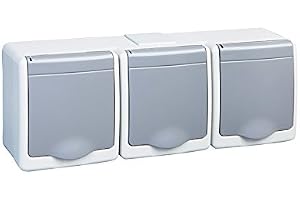 3-vägs vägguttag IP44 16 A/250 V Schuko ytmonterad våtrum uttag