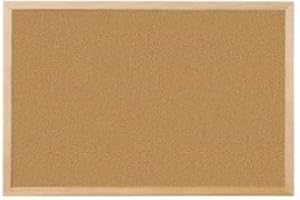 OLIVERIK Tablero de corcho natural con marco, tablón de anuncios con señalizadores y kit de montaje. (90 x 60 cm, marco de madera de pino)