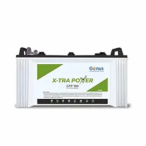 Genus Xtra Power GFP160 Lead Acid Flat Plate Battery for Home, Office or Solar Use, 42 Months Warranty, White