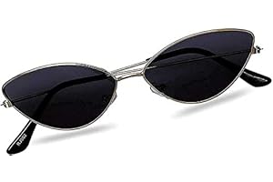 HAYDEN haiza Black Lens UV Protected Cat Eye Silver Metal Frame Sunglasses, Goggles for Women's- Pack of 1 Size Small