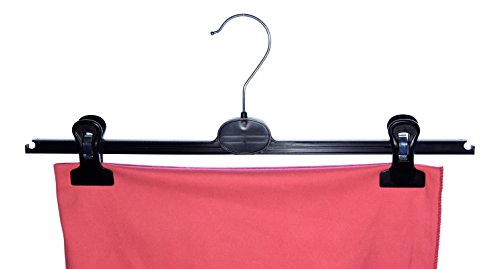 Hagspiel Kleiderbügel 20 Stk. Kleiderbügel aus Kunststoff, schwarz, mit 2 extra starken verschiebbaren Klammern, 40 cm - 6