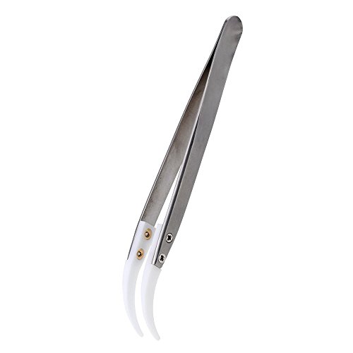TOOGOO(R) Keramische Pinzette mit Edelstahl Handgriff Hitzebestaendige Geschwungene Korrosionsbestaendig Saeurebestaendig Spitzpinzette - 7