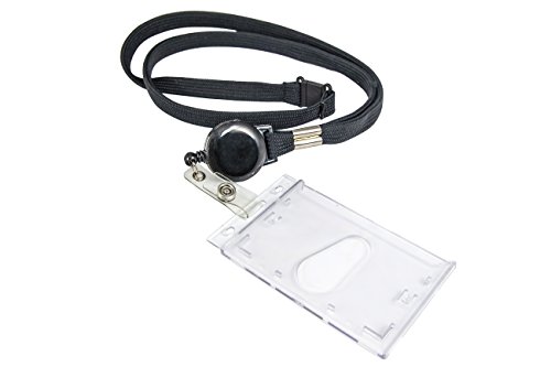 Set - Lanyard schwarz mit Kartenjojo und Kartenhalter Hochformat