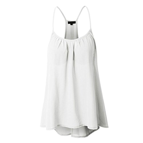 Preisvergleich Produktbild Damen Sommer Spaghettiträger O-Ausschnitt Oberteile DOLDOA Elegante Vest Crop Tops Blusentop Tank Tanktops Weste Cami Camisole Beiläufig Mode Frühling Ärmellos Hemd Bluse Street shirt Blusen Pullover Sweatshirt Outwear T-Shirt Geburtstags Geschenk Valentinstag Geschenk für Frauen Mädchen Freundin (EU:38, Weiß - 1)
