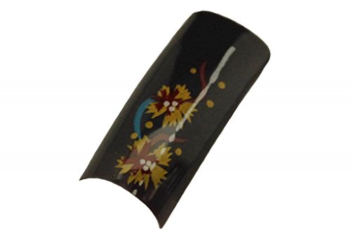 Effect Beauty 100pcs Purple & Yellow Flowers Acrylic Pre-Designed Nail Tips With Storage Box - Tip Sizes 1-10