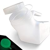Urinals for Men by Tilcare (1 Pack) - 32oz/1000mL Thick Plastic Mens Bedpan Bottle with Screw-on Lid - Spill Proof Urinary Chamber - Male Portable Pee Bottles - Travel Urine Collection Containers