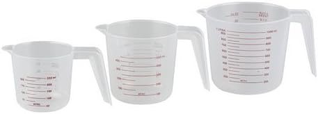 ELEGANCE KITCHEN 76912 Set of 3 Measuring Cups 250 x 500 x 1000 ml Transparent