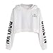Produktbild JUSTSELL Langarmshirts Pullover für Damen Herbst Winter, Frauen Alphabet Kapuzenpullove Crop Tops Hoodie Pullover Casual Sweatshirt Sport Kapuzenpullove
