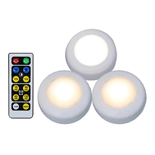 Preisvergleich Produktbild Wireless LED Puck Lights, Womdee batteriebetrieben, dimmbar, Schrankleuchten mit Fernbedienung, Safe Lights für Flur, Badezimmer, Schlafzimmer 5 pcs