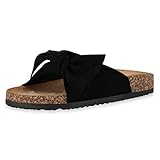 lederpuschen baby größe  SCARPE VITA Damen Sandalen Leder-Optik Pantoletten Schleifen Korkoptik Profilsohle Flache Schuhe Bequeme Hausschuhe 182437 Schwarz Braun 41