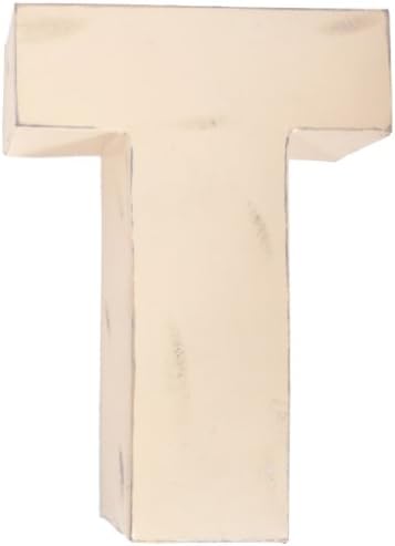 Found Object Sansarif 12-Inch Solid Letter Wall Hanging, Capital T, White