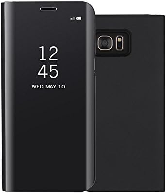 CARYYCY Flip Case Clear View Standing Smart Cover All-around protection PC Hard Case Cover For Samsung Galaxy S6 Edge (S6 Edge Black)