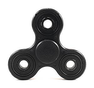 Fidget Hand Spinner - Stress Reducer, Stress Relief, Autism - BLACK WITH BLACK RING