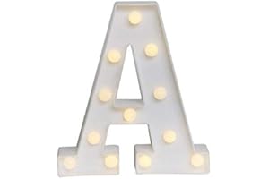 Yuna Lettere Luminose LED Lettere Decorative a LED Lettere dell'alfabeto Bianco (A)
