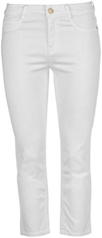 Ladies Summer Stretch Three Quarter Jean Cropped Jeggings (12, White)
