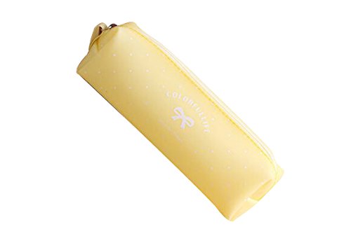 NOVAGO-Estuche escolar - estuche para làpiz de gel de silicona serie del caramelo en colores pastel (Amarillo)