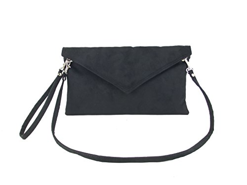 LONI Real British Hand Made Clutch/Shoulder Bag Neat Envelope, Faux Suede in Pale Lemon Yellow