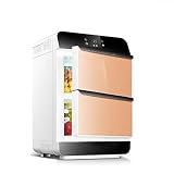 Doble puerta y ajuste de temperatura: a diferencia de otros mini refrigeradores, tiene dos puertas, puede ordenar los artículos, también puede ajustar la temperatura adecuada, que es más conveniente para su uso.