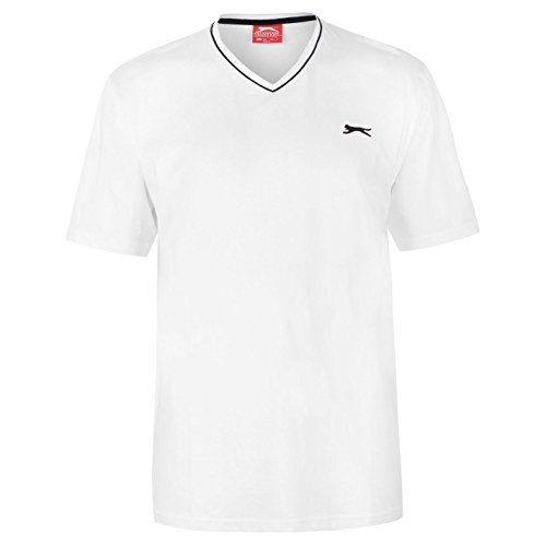 Slazenger Hombre Cuello En V Camiseta Manga Corta té Top Ropa Blanco XXXXL
