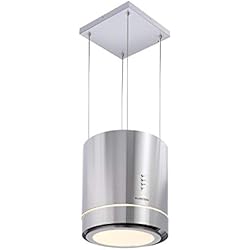 KLARSTEIN Trop Ambience hotte îlot - hotte aspirante îlot, Ø 38cm, Puissance Moteur 165W, 540 m³/h Max, 3 Niveaux de Puissance, éclairage, INOX, Argent