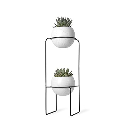 Umbra 1008047-748 Nesta Porte Plante en Gradins Métal Blanc Tacheté/Noir 69 x 31 x 22 cm