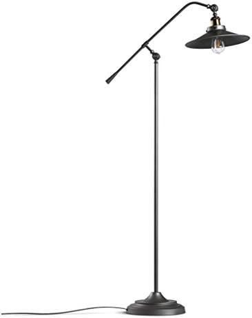 *Standing Light Vintage Floor Lamp, 4W Industrial IOFTE27 Bedroom Bedside Fishing Light Metal Floor Lamp - Adjustable Angle, Yellow Light