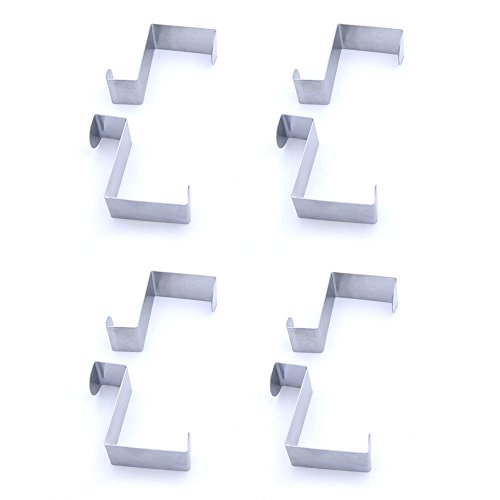 Pazzi 8-stück über Tür Haken Aufhänger aus Metall Edelstahl (4,5cm passt dick Schlafzimmer Badezimmer Tür, 2cm passt Schublade Schrank Kabinett Tür) für Kleidung Mantel Handtuch Tasche Hut Bademantel