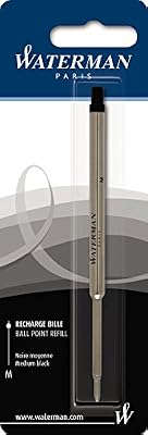 Waterman Recharge Stylo Bille, Pointe Moyenne, Encre Noire (S0944480)