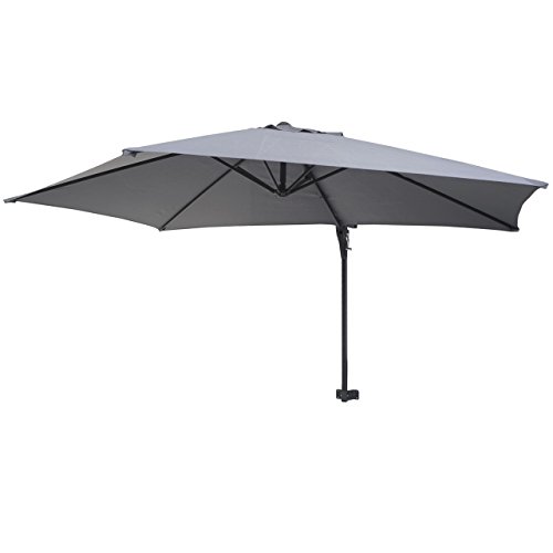 Mendler Parasol Mural Casoria, Parasol déporté pour Le Balcon, 3m, inclinable ~ Gris