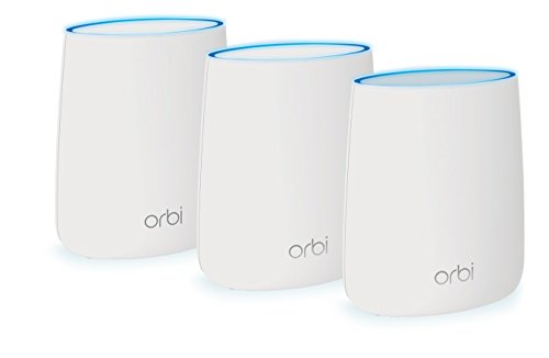 Netgear Orbi RBK23 WiFi Mesh compatible con Alexa, 1 router wifi + 2 repetidores, cobertura hasta 375 m2, velocidad AC2200
