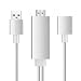 Produktbild Lightning auf HDMI Adapter, Yilan 6 ft 1080P HDTV Spiegeln Kabel MHL zu HDMI Digital AV Konverter [Aluminium, mit USB Lade-] für iPhone 7 7 Plus, Android Phones – Silber