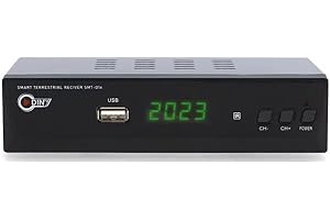 DM-DIGITAL Receptor TDT HD DVB-T2 HEVC H.265 Full HD FTA, USBx2, HDMI, SCART, Mando a Distancia IR Universal programable, Negro, Metal