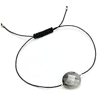 SCHOSCHON Damen Textilarmband Turmalin-Quarz Schwarz-Rosegold | Armband Naturstein