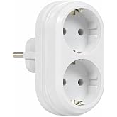 2'li Golyat Fiş, İkili Topraklı Duvar Tipi Priz &Ccedil;oklayıcı Fiş, 16A 250 Volt, Max 3600 Watt (Beyaz)