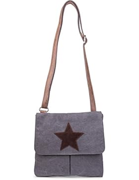 styleBREAKER Canvas Umhängetasche mit aufgenähtem Stern, Schultertasche, Handtasche, Unisex 02012056