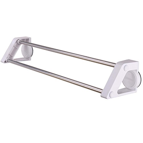 Leicht & Eco Life Super Saugnapf Double Edelstahl Polen Handtuch Bar Halter Storage Rack, weiß