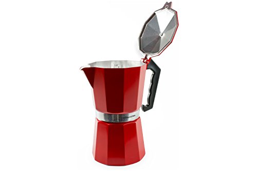 Andrew James – 3 Tassen Espressokocher Im Italienischen Stil – Rot – Inklusive Dichtungsring - 6
