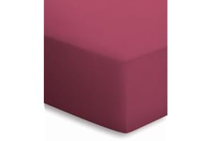 ‎SCHLAFGUT schlafgut Mako-Jersey Basic Spannbetttuch, Baumwolle, Bordeaux, 200 x 100 cm