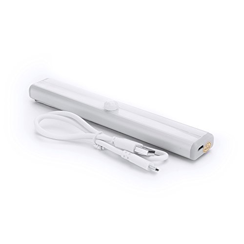 MAXAH® 2x USB Sensor Lampe Beleuchtung 10 LED Automatische LED-Lichtleiste Bewegungsmelder Kabellose Infrarot-Lichterfassung für Schrank Cabinet Schrankschublade Schrank Treppe Nachtlicht Wandleuchte mit Magnetstreifen und USB Kabel (USB Wiederaufladbar,kaltweiß) - 8