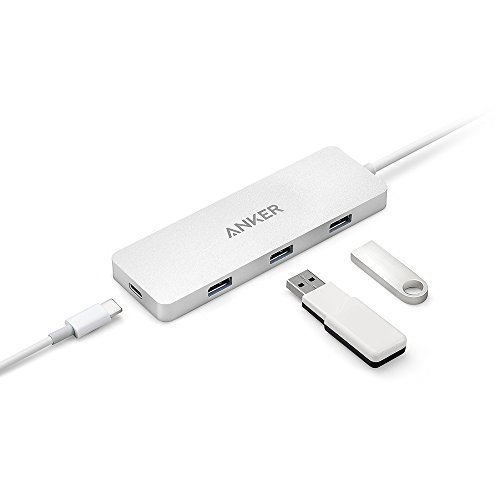 Anker Premium USB-C Hub mit Power Delivery, 3 USB 3.1 Gen 1. Ports, 1 USB-C Ladeport , Aluminiumgehäuse für das neue Macbook und Chromebook Pixel ( Weiß) - 4