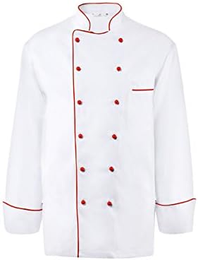 GREIFF  Men's Long Sleeve Chef Jacket -  White - 34R