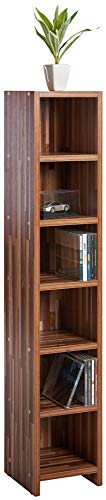 ts-ideen CD-Regal 6 Fächer Standregal CD Aufbewahrung Holz Braun Rustikal 105 x 20 cm