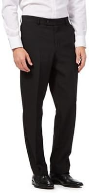 The Collection Men Black Flat Front Regular Trousers 36R