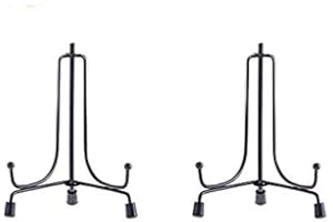 HCHLQLZ Plate Stands for Display - 4 Inch Black Iron Easel Holders - Ideal for Decorative Plates, Picture Frames, Photos and Artwork - Adjustable and Foldable - 2 Pack